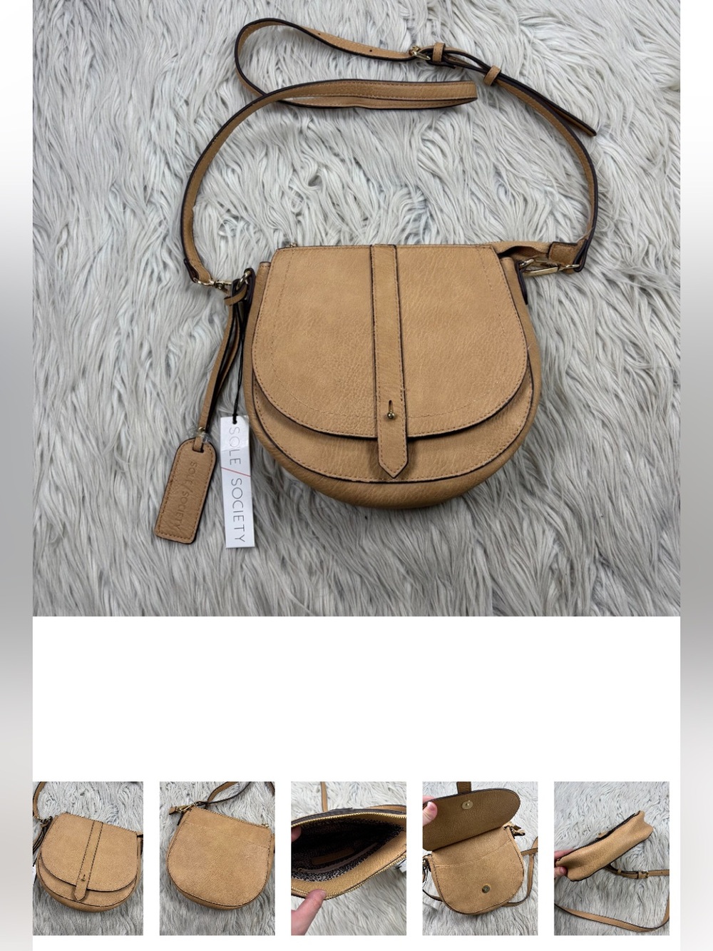 NWT Sole Society Tan Faux Leather Crossbody Sandal Bag Nordstrom